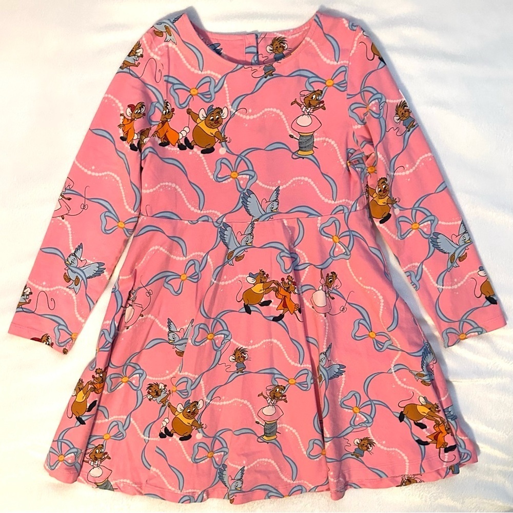 Polarn O. Pyret Disney Cinderella Mouse Mice Pink Skater Dress Girls 4-5 Rare